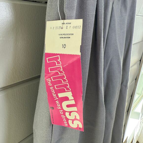NWT Vintage 70s High Waisted Gray Belted Trousers Straight Leg Work Pants 10 - Picture 5 of 8